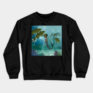 Little mermaid in the deep ocean Crewneck Sweatshirt